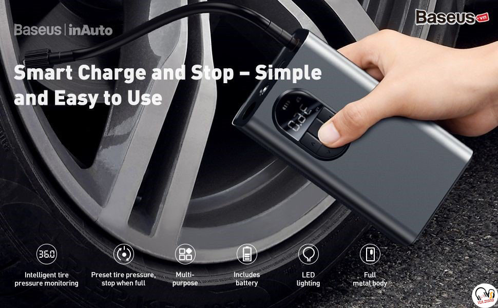 Máy bơm lốp xe hơi Baseus Energy Source Inflator Wireless Intelligent –  Baseus Việt Nam
